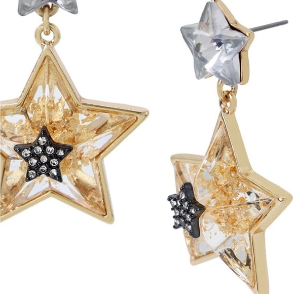 Betsey Johnson Star Drop Dangle Earrings Gold - Picture 3 of 4